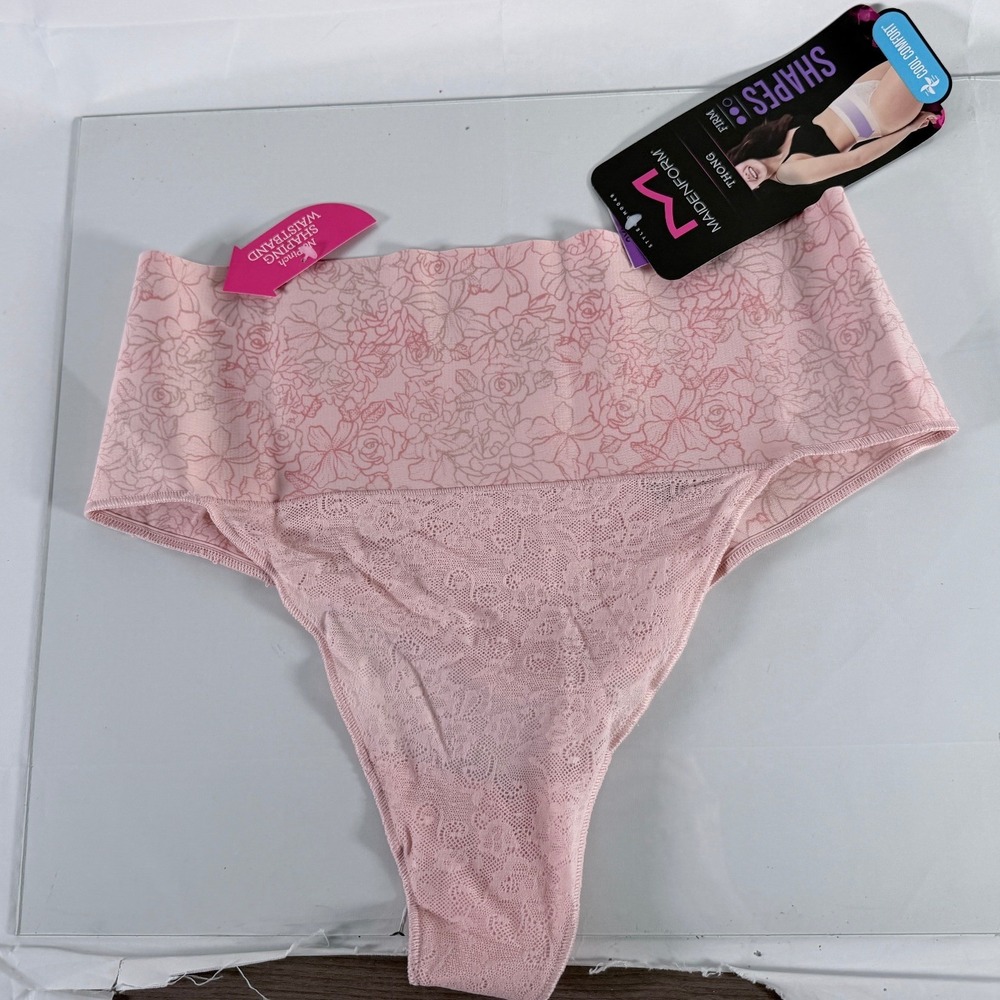Maidenform Shapes Firm‎ Control Thong SmoothTec Pink Floral Size 2XL NWT